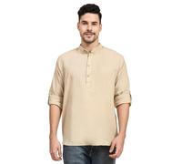 SKAVIJ Homme Coton Kurta Indian Casual Chemise (Beige, XX-Large)