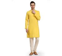 SKAVIJ Homme Coton Kurta Pyjama Indian Casual Tenue (Or, Small)