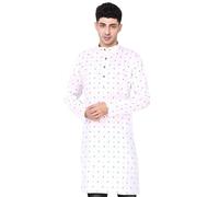 SKAVIJ Indien Chemise pour Hommes - Ete Kurta en Coton - Chemises Décontractées à Manches Longues (Small,Bleu)