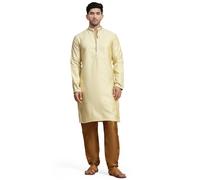SKAVIJ Kurta Pyjama - Robe De Fête Mariage - Costume Homme (Beige, Small)
