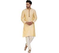 SKAVIJ Kurta Pyjama - Robe De Fête Mariage - Costume Homme (Beige, Small)