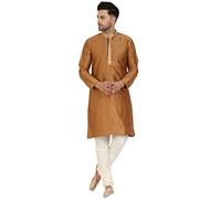 SKAVIJ Kurta Pyjama - Robe De Fête Mariage - Costume Homme (Marron, Small)