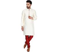 SKAVIJ Kurta Pyjama - Robe de Soirée - Costume Homme (Blanc, X-Large)