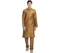 SKAVIJ Pyjama Kurta - Robe De Fête Ethnique Indienne - Costume pour Homme Marron_XL