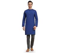 SKAVIJ Traditionnel Tunique Kurta Tenue Indienne Homme (Bleu Royal, XL)