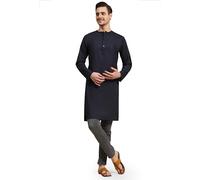SKAVIJ Traditionnel Tunique Kurta Tenue Indienne Homme (Bleu, XL)