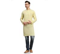 SKAVIJ Traditionnel Tunique Kurta Tenue Indienne Homme (Citron, M)