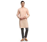 SKAVIJ Traditionnel Tunique Kurta Tenue Indienne Homme (Rose, L)