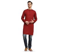 SKAVIJ Traditionnel Tunique Kurta Tenue Indienne Homme (Rouge, S)