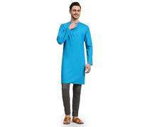 SKAVIJ Traditionnel Tunique Kurta Tenue Indienne Homme (Turquoise, M)
