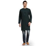 SKAVIJ Traditionnel Tunique Kurta Tenue Indienne Homme (Vert, L)