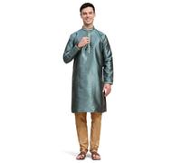 SKAVIJ Traditionnelle Kurta Pyjama Ethnique Robe pour Homme (Vert, M)