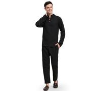 SKAVIJ Tunique Chemise Yoga Tenue Kurta Pyjama pour Homme (Noir, S)