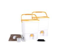 Skaza Bokashi Organko 1 Composteur de Cuisine (2 x 16L) - Bokashi Composteur sans Odeur en Plastique Recyclé - Kit de Démarrage + 1 kg de Ferment - Blanc-Jaune