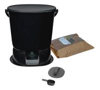 Skaza- Composteur de Cuisine en Plastique Recyclé - BOEssential+Base 15,3L Noir et Gris