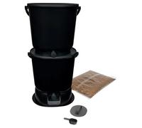 Skaza- Composteur de Cuisine en Plastique Recyclé - BOEssential Set+Base 15,3L Noir et Gris