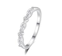 Skcess 9K/14K/18K Or blanc/platine 950 Anneaux assortis Bague de mariage 2 x 4 mm Diamant synthétique Blanc, 57 (18.1), Diamant synthétique, Diamant de laboratoire