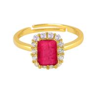 Skcess Alliance en or jaune 9 K/14 carats, corindon rose rouge, 5 x 7 mm, élégante bague ouverte, vintage, réglable, pour femme, 58 (18,5), Métal précieux, Corindon
