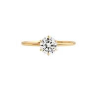 Skcess Alliance solitaire en or jaune 9 K/14 carats Moissanite blanche 6 x 6 mm, 52 (16,6), Métal précieux, Moissanite
