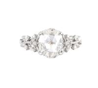 Skcess Alliances en or blanc 9 carats/14 carats/18 carats, anneaux assortis feuille et ovale avec moissanite, 56 (17,8), Moissanite, Moissanite