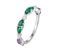 Skcess Alliances en or blanc 9 carats, avec émeraude synthétique, vert moissanite, 52 (16,6), Moissanite Émeraude synthétique Moissanite, Émeraude de synthèse