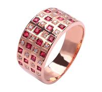 Skcess Alliances en or rose 18 carats avec rubis rouge carré - Bague éternité avec rubis rouge 0,54 carats et diamant pour femme, 56 (17,8), Métal précieux, Rubis