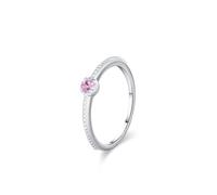 Skcess Bague d'amitié en or blanc 9 carats pour femme, solitaire simple et empilable bleu 0,1 ct avec topaze ronde pour femme, 11, Saphir de laboratoire platine, Zircone cubique