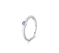 Skcess Bague d'amitié en or blanc 9 carats pour femme, solitaire simple et empilable bleu 0,1 ct avec topaze ronde pour femme, 11, Améthyste or blanc 18 carats, Zircone cubique