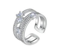 Skcess Bague de fiançailles en or blanc 9 carats avec diamant de laboratoire 3 couches, 60 (19,1), Diamant de laboratoire, Diamant de laboratoire