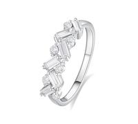 Skcess Bague de fiançailles en or blanc 9 K/14 K/18 K / platine 950 - 2 x 4 mm - Moissanite blanche