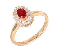 Skcess Bague de fiançailles pour femme en or rose 18 carats avec rubis rouge ovale, alliances de forme ovale avec rubis rouge 0,48 carats et diamant pour femme, 66 (21.0), Métal précieux, Rubis