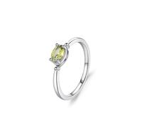 Skcess Bague de fiançailles simple en or blanc 9 carats, design élégant vert avec solitaire péridot ovale 0,5 ct pour femme, 8, Péridot platine, Zircone cubique