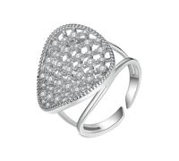 Skcess Bague de mariage en or blanc 14 carats Moissanite blanche Bague d'éternité en maille creuse, Taille 50 (Ø 15,9 mm), Moissanite, Moissanite