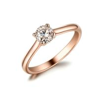 Skcess Bague de mariage en or blanc 9 carats 14 carats 18 carats pour femme, solitaire avec moissanite, 7, Moissanite or rose 9 carats, Zircone cubique