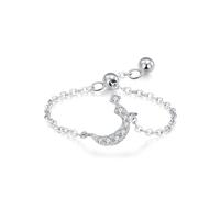 Skcess Bague de mariage en or blanc 9 carats pour femme, chaîne réglable blanche motif alphabet arabe avec moissanite ronde délicate bagues pour femme, 6.5, Moissanite en or blanc 9 carats, Zircone