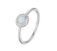Skcess Bague de mariage en or blanc 9 K/14 carats avec opale multicolore 4 x 4 mm, bague éternité pour femme, 52 (16,6), Métal précieux, Opale