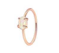 Skcess Bague de mariage en or rose 9 K/14 K/18 carats, bague de promesse colorée ovale opale pour femme, bague simple et délicate, 10, Or rose 14 carats, Opale