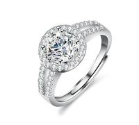 Skcess Bague de mariage pour femme en or blanc 9 K/14 K/18 carats, 4 griffes blanches rondes avec moissanite 1 ct, 4, Platine 950 Moissanite, Zircone cubique