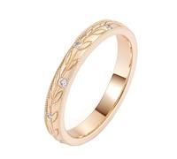 Skcess Bague de promesse en or 9 carats moissanite blanche bague d'éternité feuille vintage, Taille 50 (Ø 15,9 mm), Moissanite, Moissanite