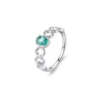 Skcess Bague de promesse en or blanc 9 carats, 6 x 4 mm, tourmaline de laboratoire, verte, 0,5 carat, sans pierre précieuse, 56 (17.8), Pas de pierre précieuse Tourmaline de laboratoire Pas de pierre