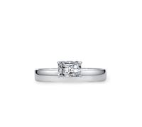 Skcess Bague de promesse en or blanc 9 carats pour femme, blanc simple poli avec solitaire rectangulaire diamant de laboratoire 0,80 ct pour elle, 5.5, Diamant de laboratoire platine, Zircone cubique