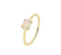 Skcess Bague de promesse en or jaune 9K/14K/18K pour femme, bague de promesse ovale colorée pour femme, simple et délicate, 6, Or jaune 9 carats, Opale