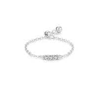 Skcess Bague de promesse mignonne en or blanc 9 carats, design simple et réglable avec diamant rond pour femme, 7.5, Diamant platine, Zircone cubique