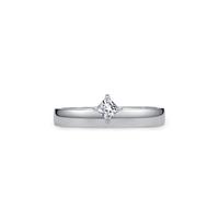 Skcess Bague de promesse mignonne en or blanc 9 carats pour femme, blanc simple poli avec diamant solitaire carré 0,25 ct pour elle, 6, Diamant de laboratoire platine, Zircone cubique