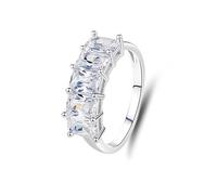 Skcess Bague de promesse mignonne en or blanc 9K/14K/18K et platine 950, blanc élégant 4 x 6 mm en moissanite pour femme, 5, Moissanite en or blanc 9 carats, Zircone cubique