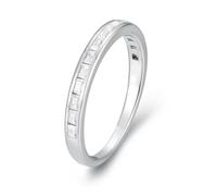 Skcess Bague de promesse simple en or blanc 9 carats, demi-éternité moissanite blanche pour femme, 5, Moissanite en or blanc 9 carats, Zircone cubique
