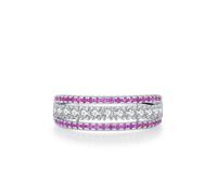 Skcess Bague de promesse simple en or blanc 9 carats, design élégant blanc avec moissanite ronde et ru e laboratoire pour femme, 11, Moissanite or blanc, Zircone cubique