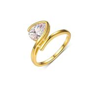 Skcess Bague de promesse simple en or blanc 9 carats, goutte d'eau et moissanite blanche 1,5 ct pour femme, 5.5, Moissanite or jaune, Zircone cubique