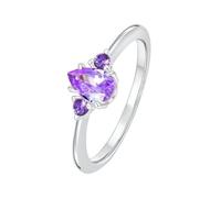 Skcess Bague décorative en or blanc 9 K/14 carats avec améthyste violette et opale violette pour petite amie, femme, 54 (17,2), Métal précieux, Améthyste