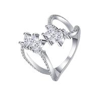 Skcess Bague d'éternité en or blanc 18 carats avec diamant de laboratoire large, Taille 50 (Ø 15,9 mm), Diamant de laboratoire, Diamant de laboratoire